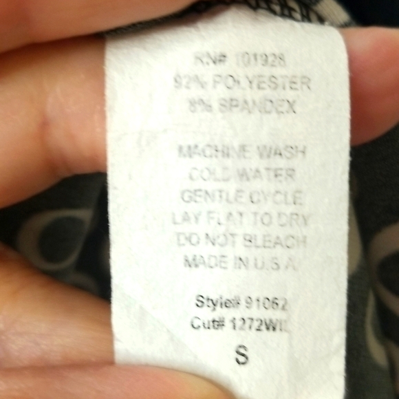 Black & White Graphic Print Pull-On Modal Skirt with Draped Side Tie; Size Small - Picture 5 of 5